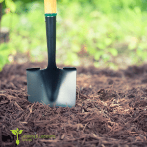 The image presents compost mulch