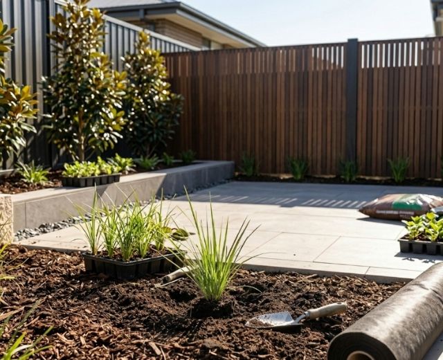 A1 team on a The Ponds landscaping job or a finished landscaping result
