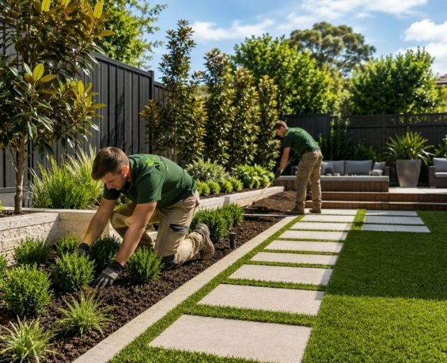 A1 team on a Thornleigh landscaping job or a finished landscaping result