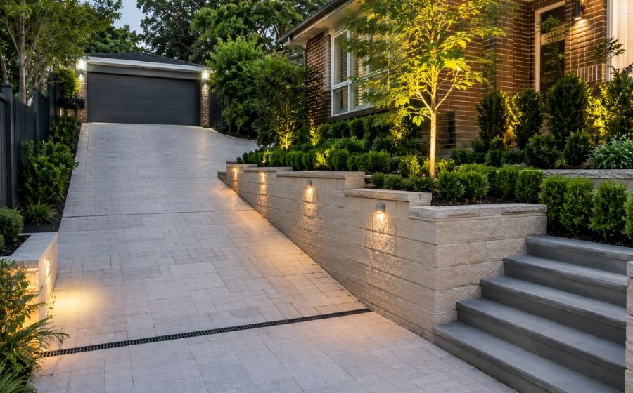Paving, driveway and retaining wall landscaping project in Hornsby