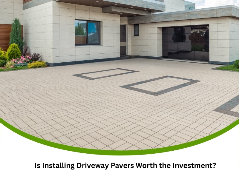 Completed modern driveway after installing driveway pavers at a Sydney home
