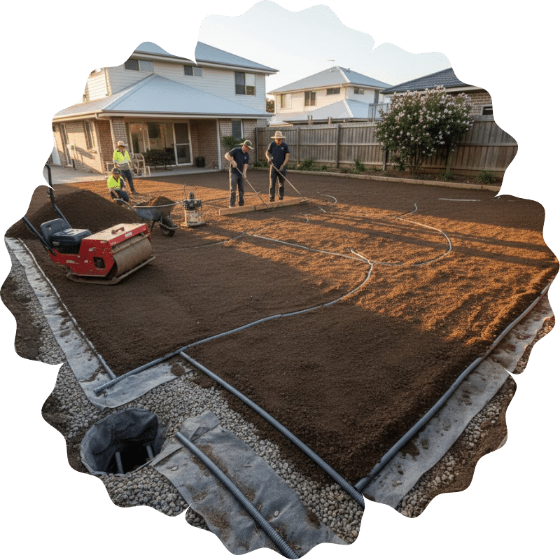 Ground preparation and levelling before turf laying in Sydney