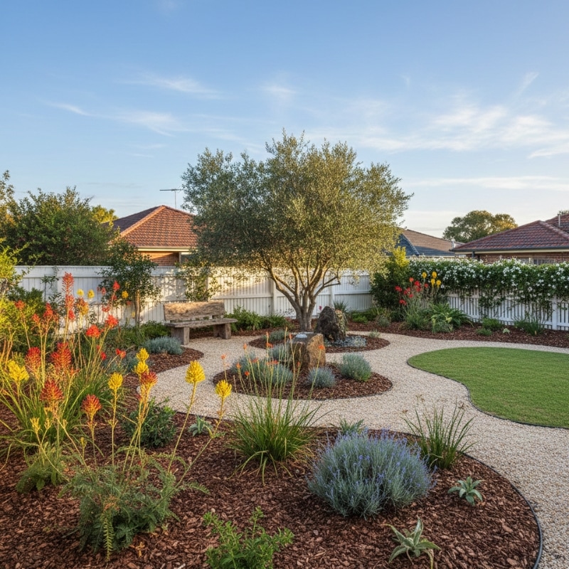 Well-maintained Sydney garden showing weed-free garden beds and healthy plants