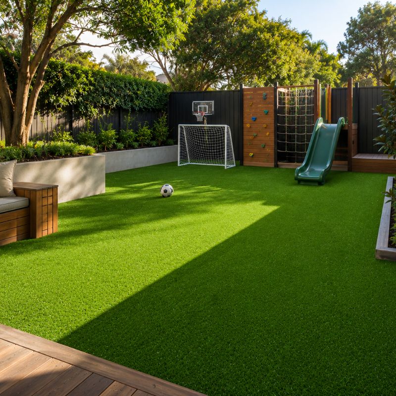 Soft synthetic grass installation for a Sydney childcare play area.