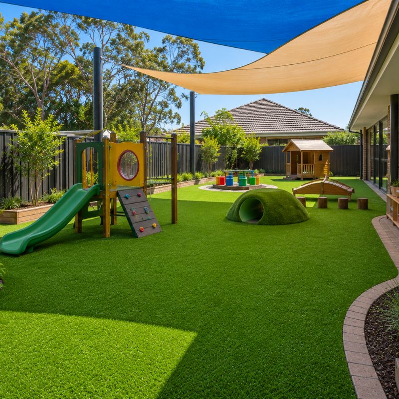 Soft synthetic grass installed at a Sydney childcare playground