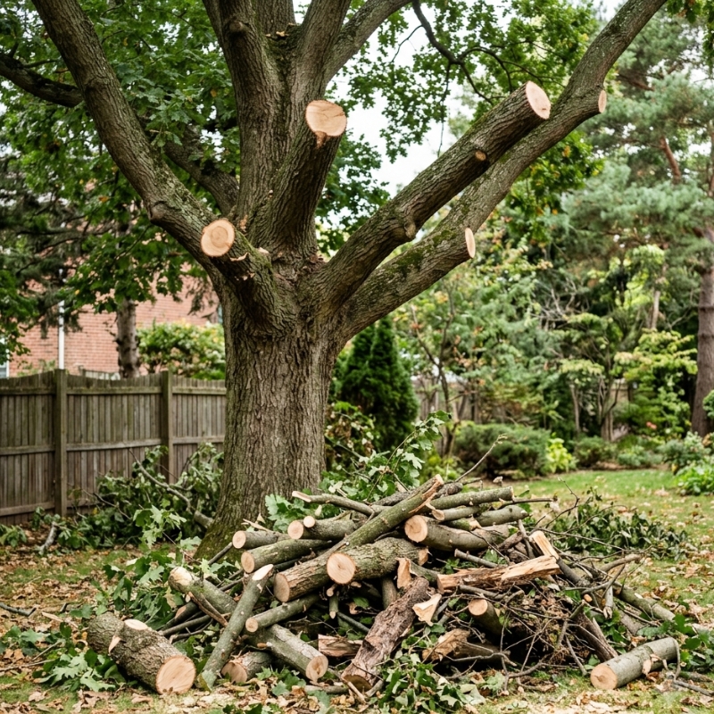 Homeowner checking Sydney gum tree trunk for early signs of damage