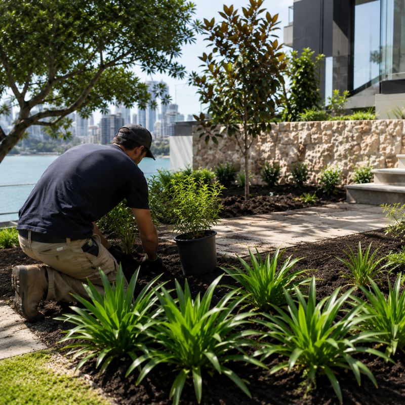 landscaping being carried out on a North Sydney property, part of landscaping North Sydney