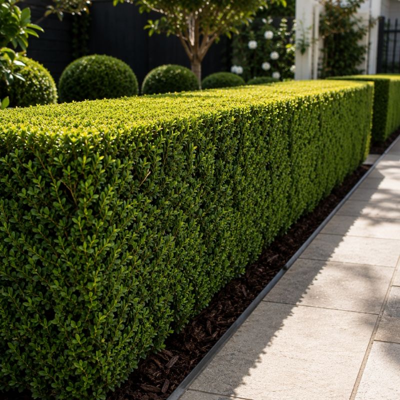 Formal hedge trimmed to a flat top along a Sydney path