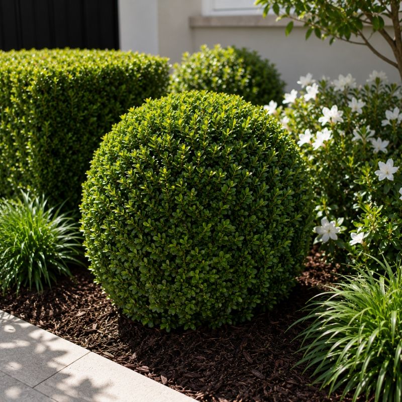 Neatly shaped front hedge with clean edges after trimming