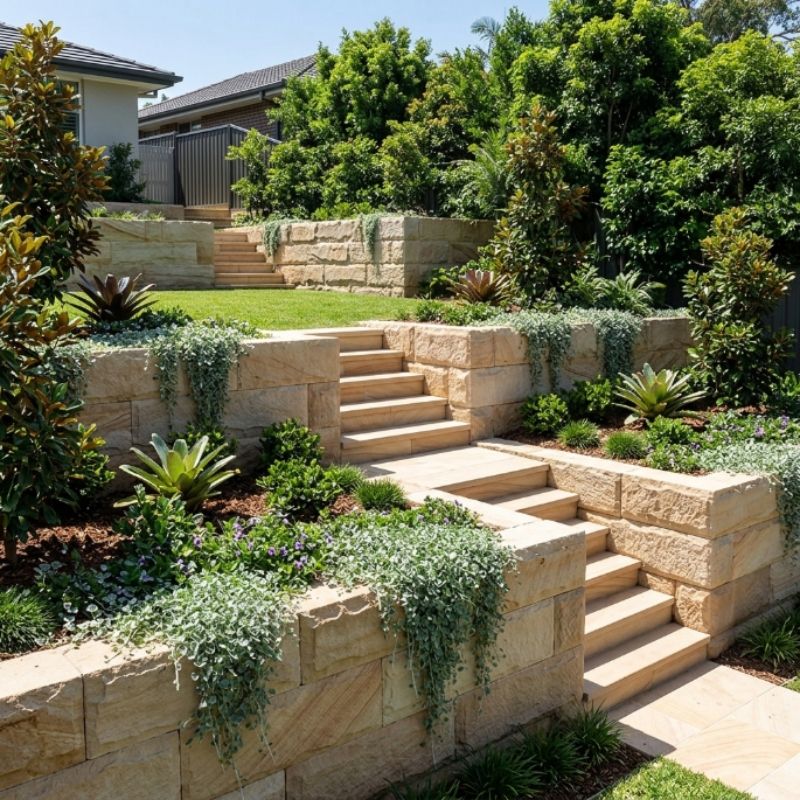 Retaining walls and terracing on sloping blocks in Sutherland Shire