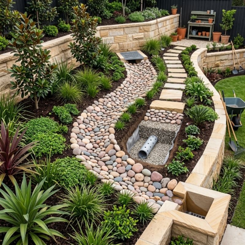 Ridge, gully and drainage landscaping in Ku-ring-gai