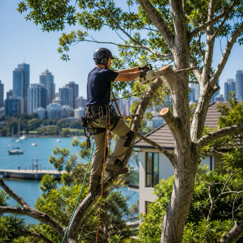 tree lopping being carried out on a North Sydney property, part of landscaping North Sydney