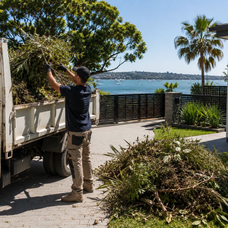 rubbish and land removal being carried out on a Bayside property, part of landscaping Bayside