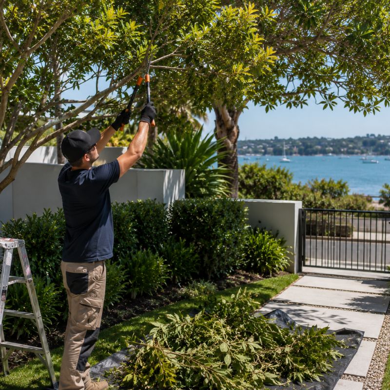 tree pruning and trimming being carried out on a Bayside property, part of landscaping Bayside