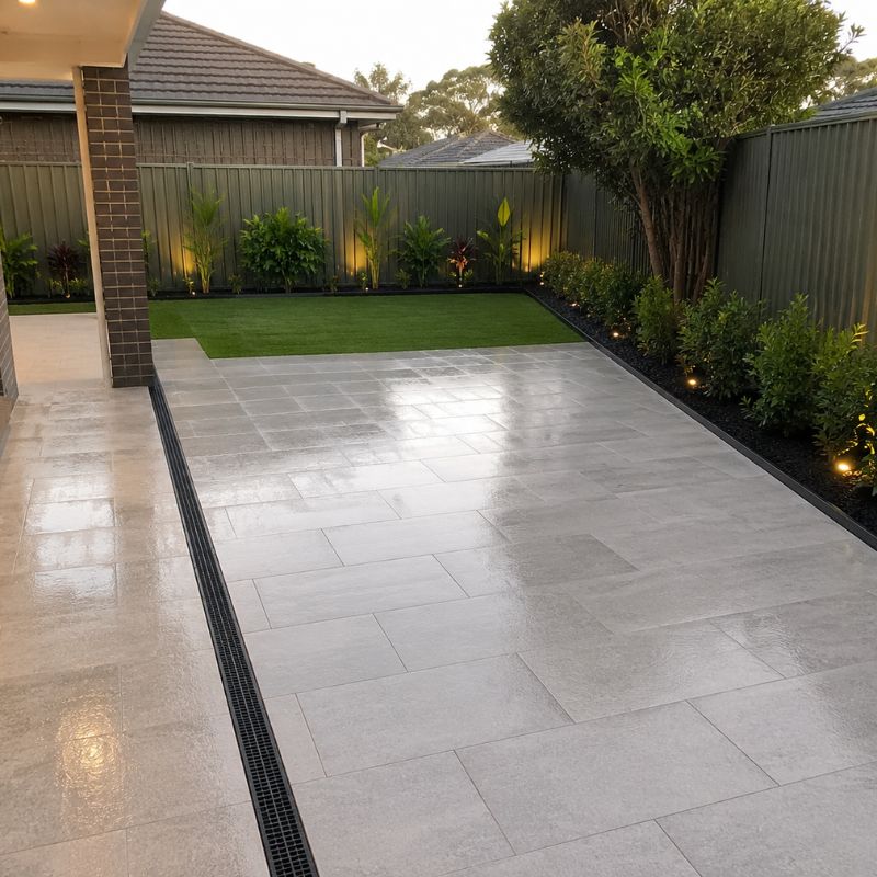 Landscaping Canterbury-Bankstown backyard with new paving and drainage on a flat established block
