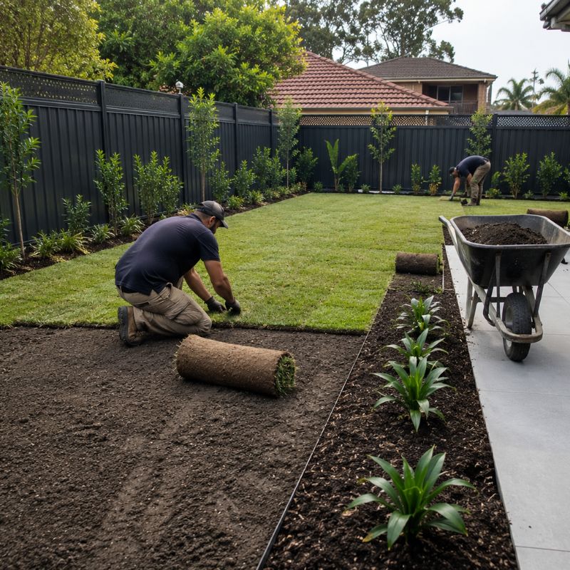 landscaping being carried out on a Canterbury-Bankstown property, part of landscaping Canterbury-Bankstown