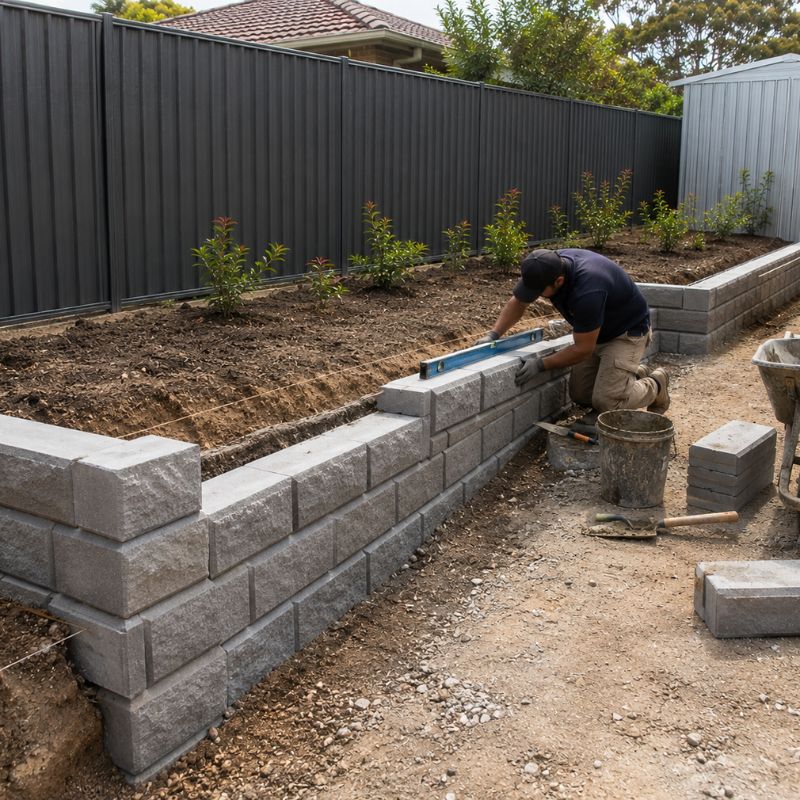 retaining walls being carried out on a Canterbury-Bankstown property, part of landscaping Canterbury-Bankstown