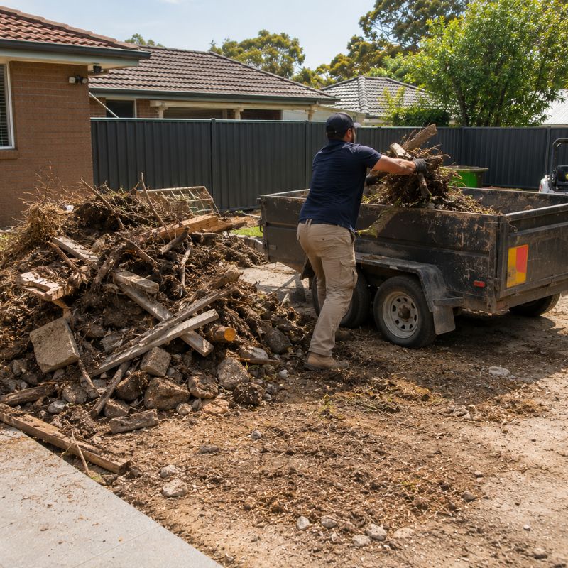 rubbish and land removal being carried out on a Canterbury-Bankstown property, part of landscaping Canterbury-Bankstown