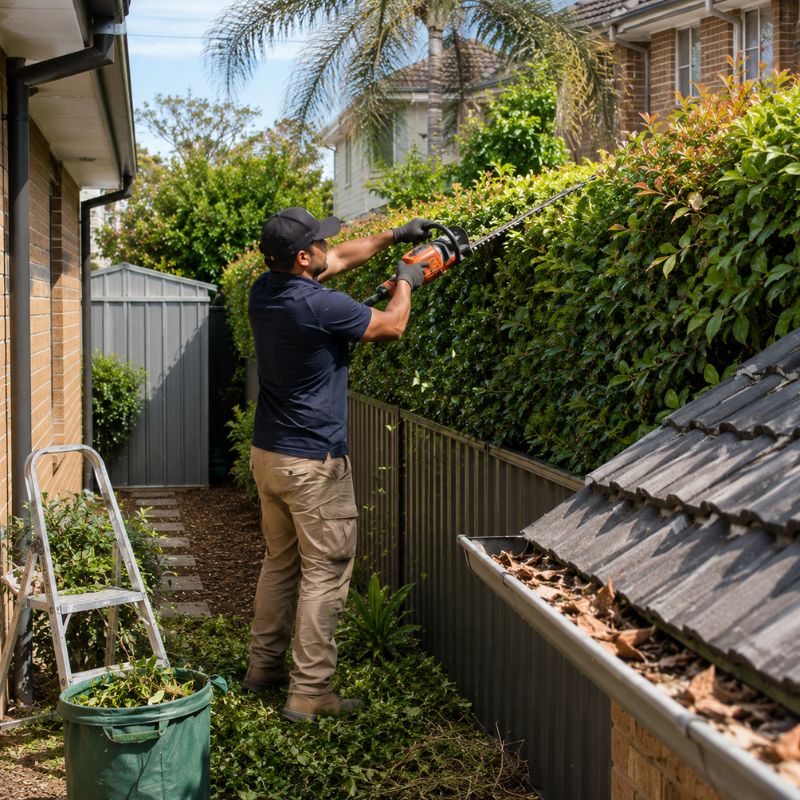tree pruning and trimming being carried out on a Canterbury-Bankstown property, part of landscaping Canterbury-Bankstown