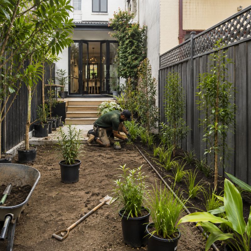 landscaping being carried out on a Inner West property, part of landscaping Inner West