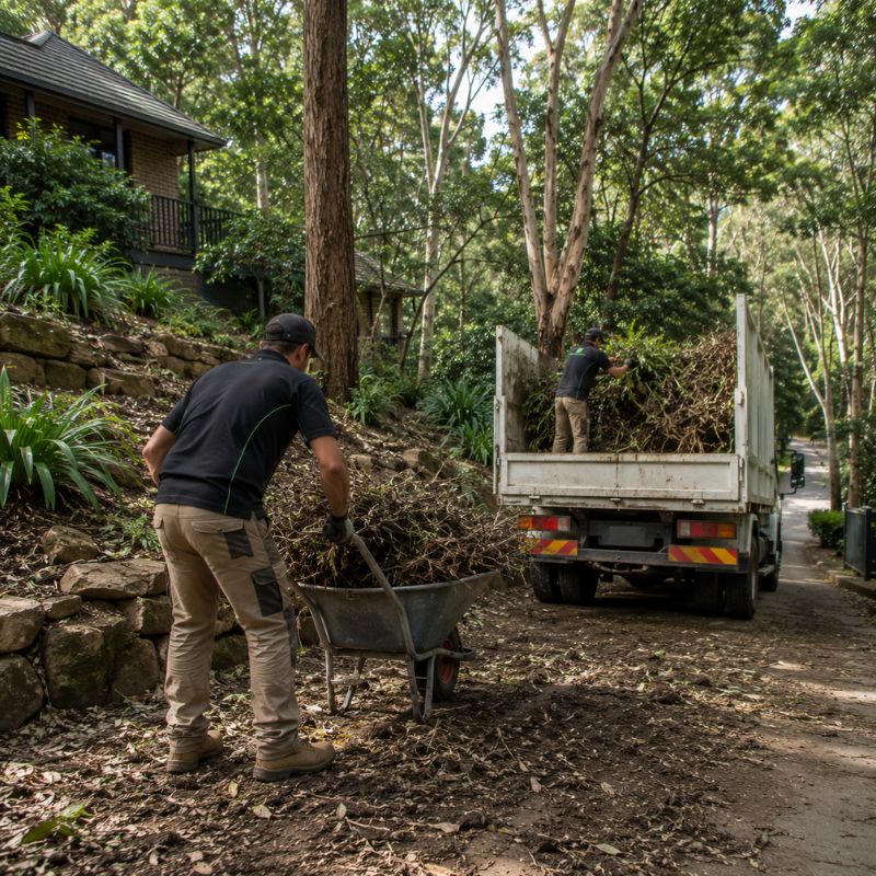 rubbish and land removal being carried out on a Ku-ring-gai property, part of landscaping Ku-ring-gai