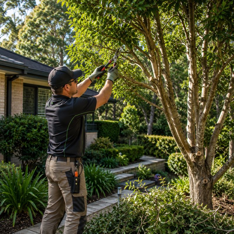 tree pruning and trimming being carried out on a Ku-ring-gai property, part of landscaping Ku-ring-gai
