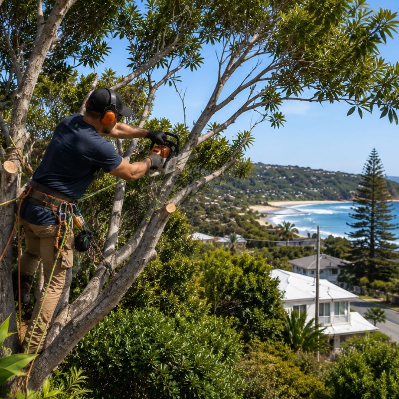 tree lopping being carried out on a Northern Beaches property, part of landscaping Northern Beaches
