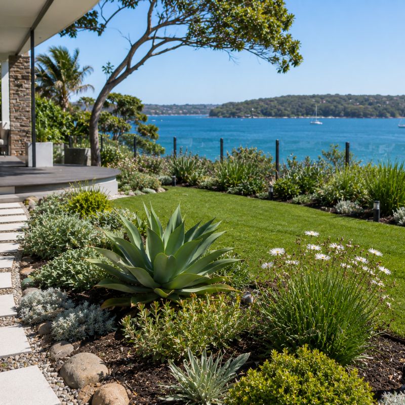 Landscaping Sutherland Shire coastal garden with salt tolerant planting near Port Hacking