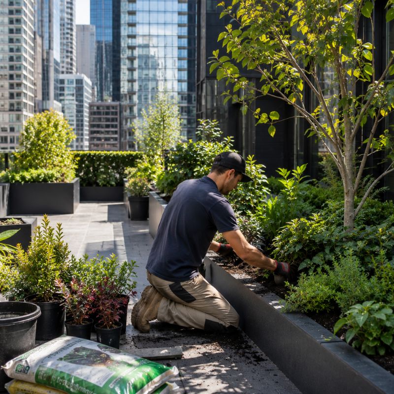 landscaping being carried out on a Sydney CBD property, part of landscaping Sydney CBD