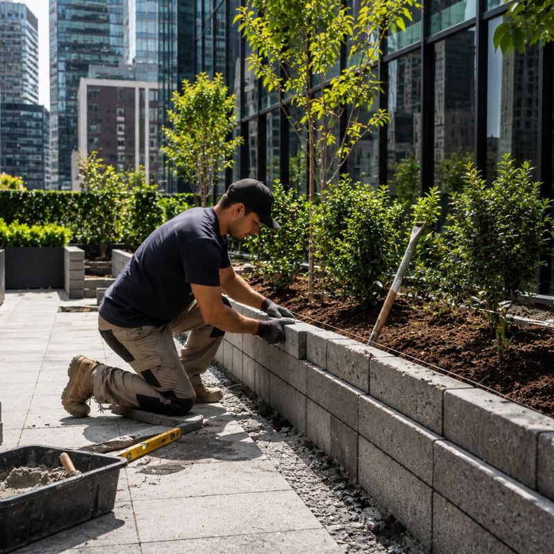retaining walls being carried out on a Sydney CBD property, part of landscaping Sydney CBD
