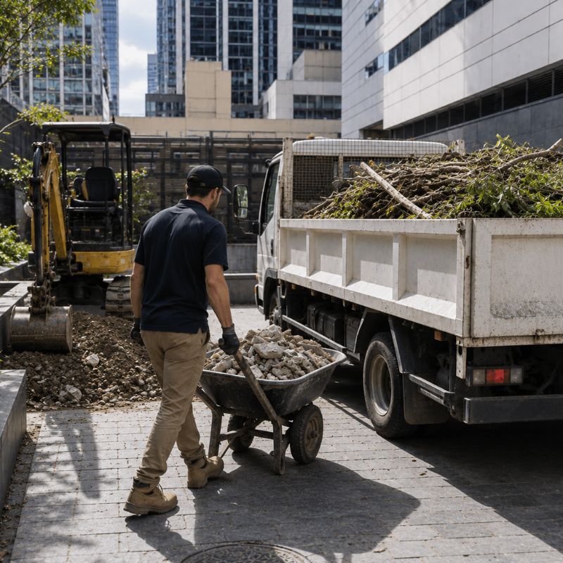 rubbish and land removal being carried out on a Sydney CBD property, part of landscaping Sydney CBD