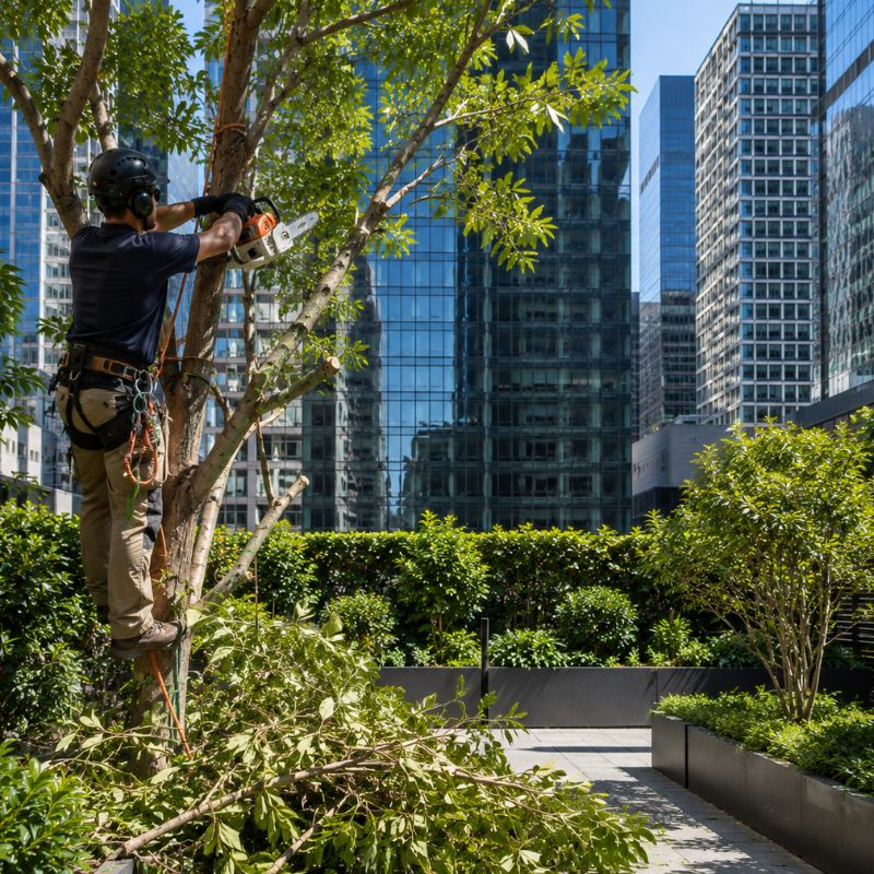 tree lopping being carried out on a Sydney CBD property, part of landscaping Sydney CBD