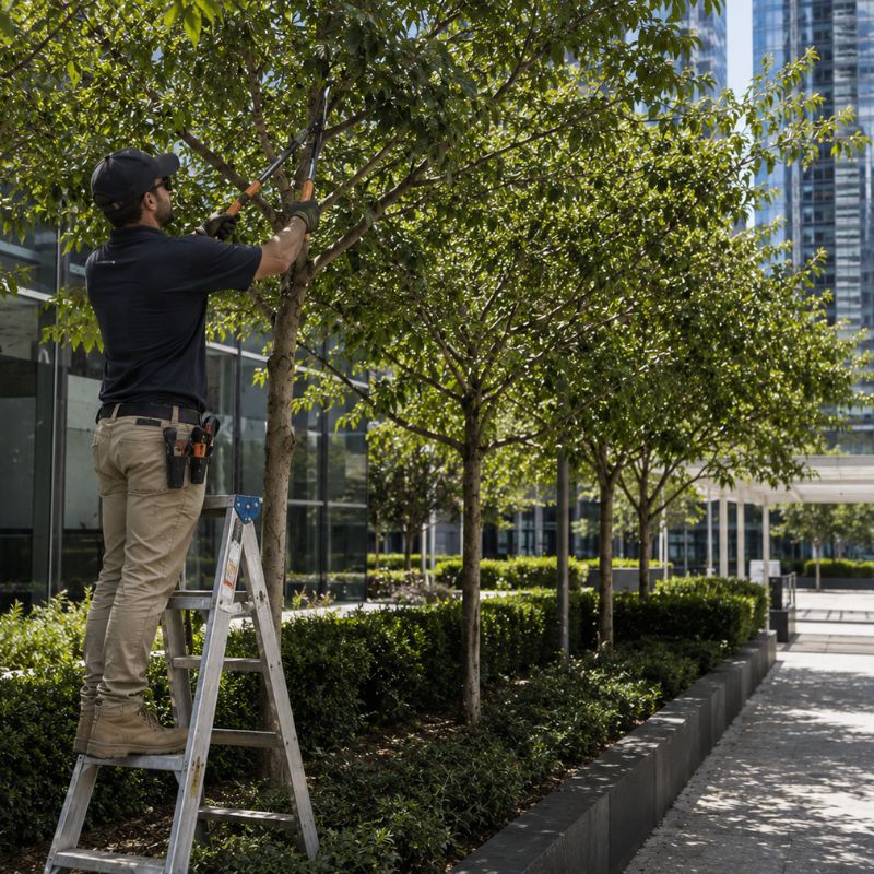 tree pruning and trimming being carried out on a Sydney CBD property, part of landscaping Sydney CBD