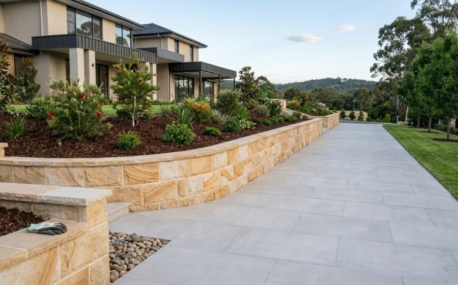 The Hills Shire paving and retaining wall project