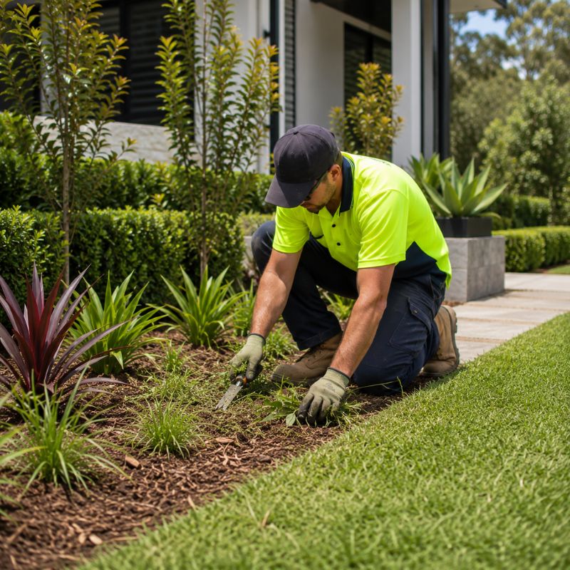 weeding being carried out on a The Hills Shire property, part of landscaping The Hills Shire