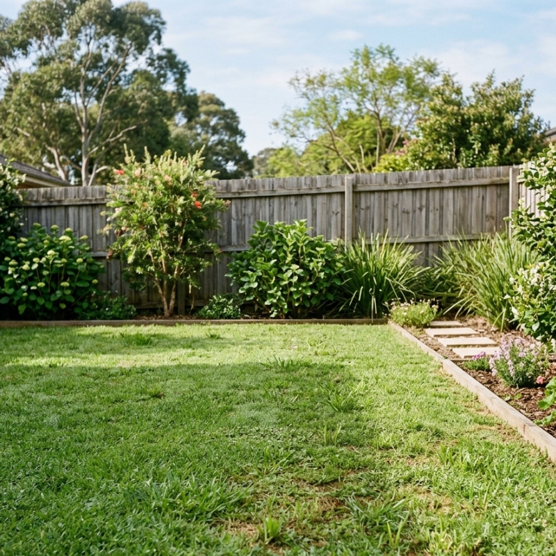 Spring lawn care and grass recovery in a Sydney backyard