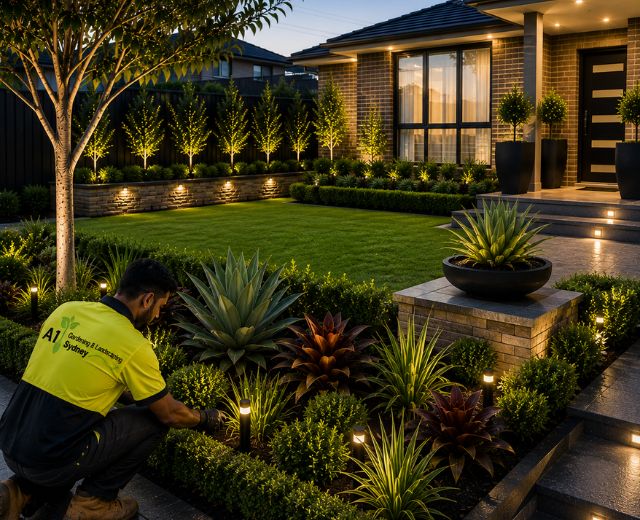 A1 team on a Bass Hill gardening job or a finished gardening result
