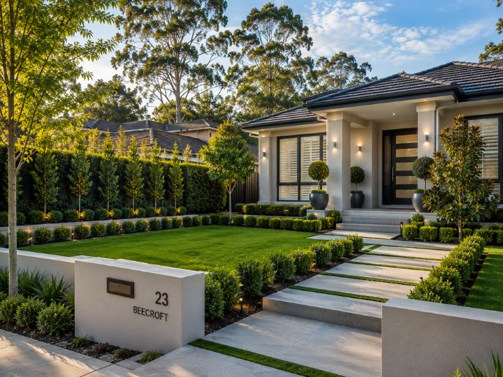 Completed A1 gardening work in Beecroft (wide flagship shot).