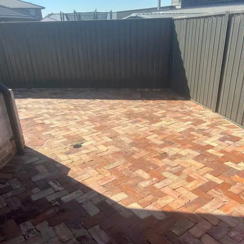 Driveway or patio paving being laid on a prepared base